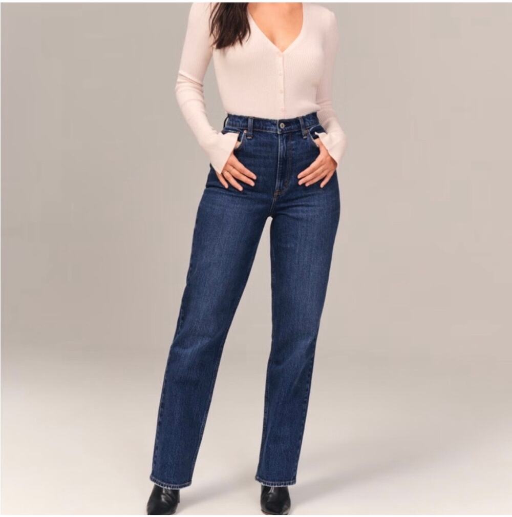 Abercrombie Jeans Womens 27 Long Blue 90s Straight Curve Love Ultra High Rise